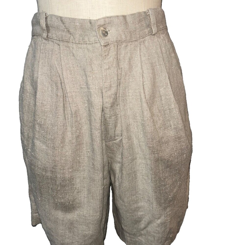 Ojai Made in USA Vintage Women’s 100% Linen Pleated Bermuda Shorts size 12